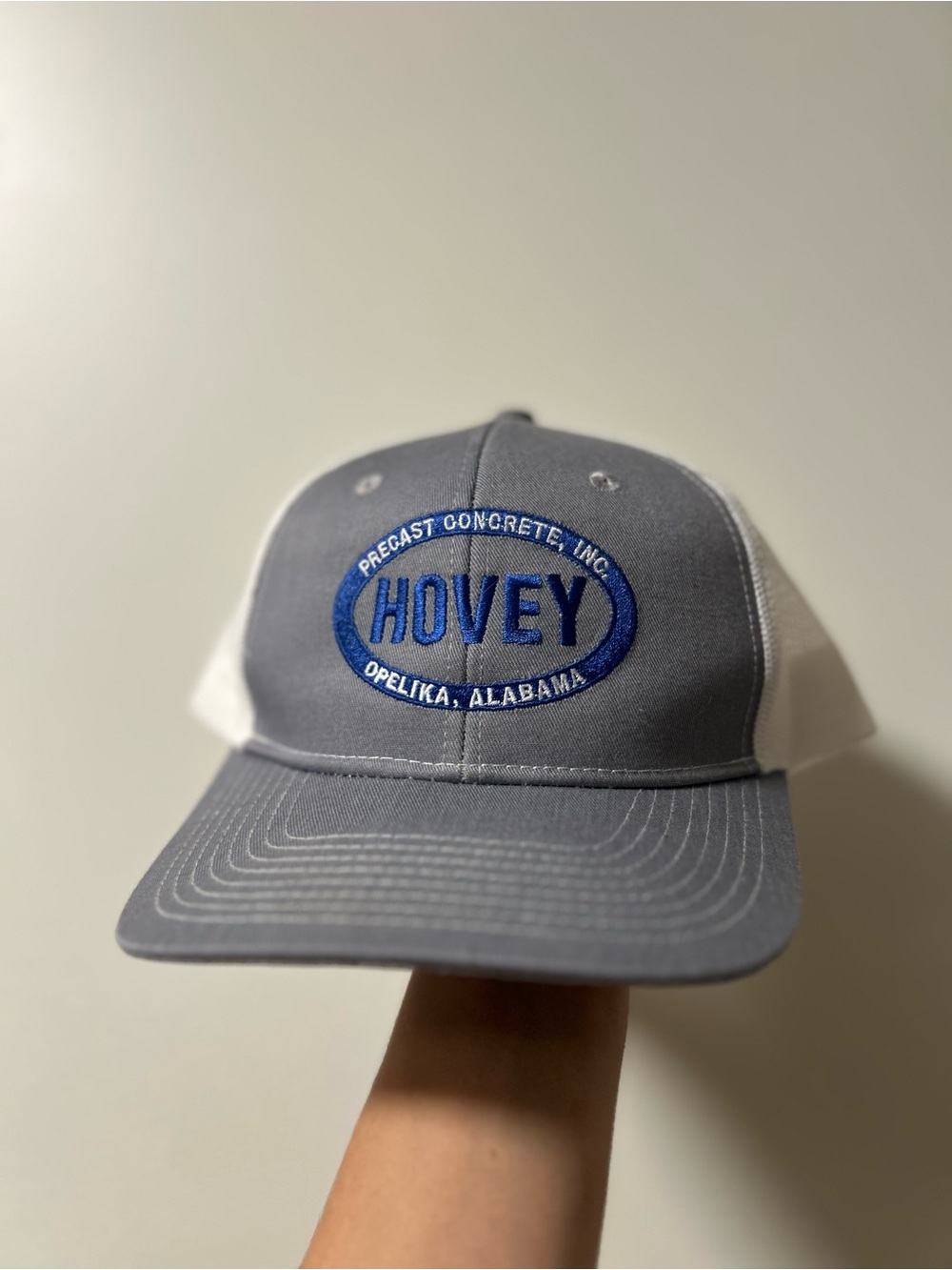 Vintage-vibe Hovey Precast Concrete Inc. company trucker hat